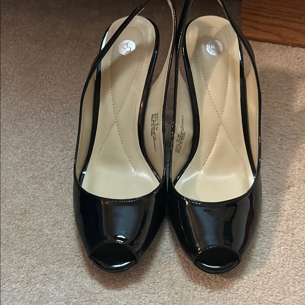 Elegant Black Peep-Toe Slingback Heels